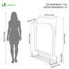 Portant a vetement double avec 2 niveaux etageres chaussures 4 Crochets Lateraux 110x35x146cm metal Blanc - vounat.shop