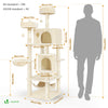 Arbre a chat Grande taille 5 niveaux avec griffoir grattoir 168cm beige - vounat.shop