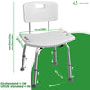 Chaise de douche avec dossier ergonomique a hauteur reglable en aluminum HDPE blanc - vounat.shop
