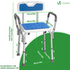 Chaise de douche avec accoudoir et dossier ergonomique a hauteur reglable en aluminum HDPE bleu - vounat.shop