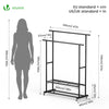 Portant a Vetements double avec roulettes et 2 etageres de rangement 120x40x146cm metal Noir - vounat.shop