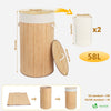 Panier a linge en bambou rond avec couvercle 58L - vounat.shop