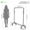 Portant a Vetements avec etagere Chaussures 8 Crochets Lateraux 110x41x150cm metal Noir - vounat.shop