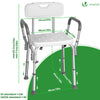 Chaise de douche avec accoudoir et dossier ergonomique a hauteur reglable en aluminum HDPE blanc - vounat.shop