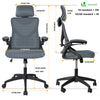 Fauteuil de Bureau Ergonomique pivotant avec appui tête et dossier toile respirant Gris - vounat.shop