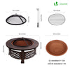 Brasero exterieur en metal avec grille, pare-etincelles tisonnier diametre 81cm noir - vounat.shop
