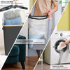 Panier a linge pliable 100L avec sac intérieur cadre bambou et couvercle gris - vounat.shop