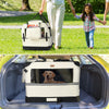Sac transport pliable chien chat caisse cage portable 82x60x60cm beige - vounat.shop