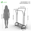 Portant a vetement double avec 2 niveaux etageres chaussures 4 Crochets Lateraux 110x35x146cm metal Noir - vounat.shop