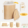 Panier a linge en bambou d’angle avec couvercle 58L - vounat.shop