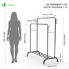 Portant a Vetements Double avec etagere Chaussures 4 Crochets Lateraux 110x58x150cm metal Noir - vounat.shop