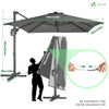 Parasol deporte inclinable Premium carre avec housse protection 3x3m Roma Gris - vounat.shop