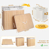 Panier a linge en bambou rectangulaire triple compartiments avec couvercle 150L - vounat.shop