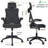 Fauteuil de Bureau Ergonomique pivotant avec appui tête et dossier toile respirant Noir - vounat.shop