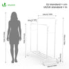 Portant a Vetements Double avec etagere Chaussures 4 Crochets Lateraux 110x58x150cm metal Blanc - vounat.shop