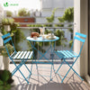 Ensemble bistro extérieur 1 table 2 chaises acier bleu - vounat.shop