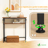 Console table 2 niveaux style industriel en metal et MDF 80x24x80 cm Marron - vounat.shop