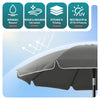 Parasol de jardin 2m avec ancrage sol et sac de transport Gris - vounat.shop