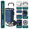 Chariot de course pliable aluminium 2 roues avec sac isotherme bleu marine - vounat.shop