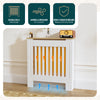 Cache radiateur en MDF avec lattes et etagere 78×19×82 cm Blanc Chêne - vounat.shop