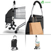 Chariot de course pliable monte escalier aluminium avec crochets noir - vounat.shop