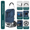 Chariot de course pliable aluminium 2 roues bleu marine - vounat.shop