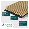 Lot de 4 panneaux acoustiques muraux Tasseaux en bois MDF avec feutre noir 120x60x2.1cm chêne clair - vounat.shop