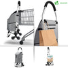 Chariot de course pliable monte escalier aluminium avec crochets gris - vounat.shop