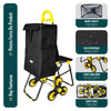 Chariot de courses pliable avec siege Jaune - vounat.shop