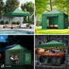 Tonnelle de jardin renforcée 3x3m pliable avec 4 parois et sac de transport a roulette verte - vounat.shop