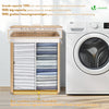 Panier a linge en bambou rectangulaire double compartiments avec couvercle 100L - vounat.shop