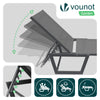 Lot de 2 Bain de soleil transat aluminium en textilene 190x62x31cm gris - vounat.shop