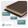 Lot de 4 panneaux acoustiques muraux Tasseaux en bois MDF avec feutre noir 120x60x2.1cm chene foncé - vounat.shop