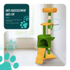 Arbre a chat 112cm multi niveaux Griffoir et niche Vert Orange - vounat.shop