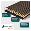 Lot de 6 panneaux acoustiques muraux Tasseaux en bois MDF avec feutre noir 120x60x2.1cm chêne foncé - vounat.shop