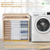 Panier a linge en bambou rectangulaire triple compartiments avec couvercle 150L - vounat.shop