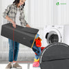 Panier a linge pliable 100L avec sac intérieur cadre bambou et couvercle gris - vounat.shop