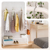 Portant a vetement double avec 2 niveaux etageres chaussures 4 Crochets Lateraux 108x35x145cm metal Blanc - vounat.shop