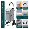 Chariot de course pliable monte escalier aluminium avec crochets gris - vounat.shop