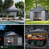 Tonnelle de jardin renforcée 3x3m pliable avec 4 parois et sac de transport a roulette gris - vounat.shop