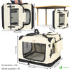 Sac transport pliable chien chat caisse cage portable 82x60x60cm beige - vounat.shop