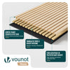Lot de 6 panneaux acoustiques muraux Tasseaux en bois MDF avec feutre noir 120x60x2.1cm chêne blanc - vounat.shop