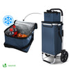 Chariot de course pliable aluminium 2 roues avec sac isotherme bleu marine - vounat.shop