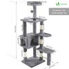 Arbre à Chat 138cm avec Griffoir Plateforme Niche et Capsule Spatiale gris - vounat.shop