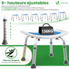Siege de douche ergonomique a hauteur reglable en Aluminum HDPE bleu - vounat.shop