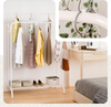 Portant a Vetements Double avec etagere Chaussures 4 Crochets Lateraux 108x58x146cm metal Blanc - vounat.shop
