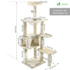 Arbre à Chat 138cm avec Griffoir Plateforme Niche et Capsule Spatiale beige - vounat.shop