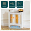 Cache radiateur en MDF avec lattes et etagere 78×19×82 cm Blanc - vounat.shop