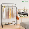 Portant a Vetements Double avec etagere Chaussures 4 Crochets Lateraux 110x58x150cm metal Noir - vounat.shop
