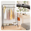 Portant a Vetements Double avec etagere Chaussures 4 Crochets Lateraux 108x58x146cm metal Noir - vounat.shop